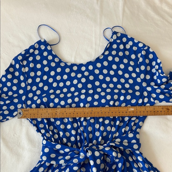 Zara trf collection Blue and White Polka Dot  Dress with Waist Tie XS - Picture 8 of 12